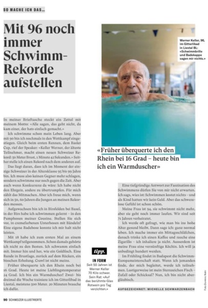 Ein Masters Schwimmer in der Schweizer Illustrierte