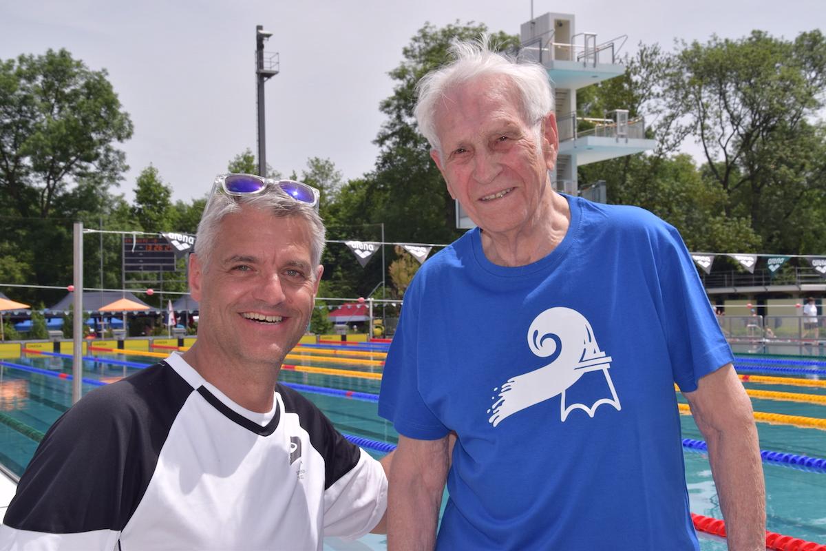 95 jähriger SVB Schwimmer schwimmt Schweizer Rekord am Basler Cup